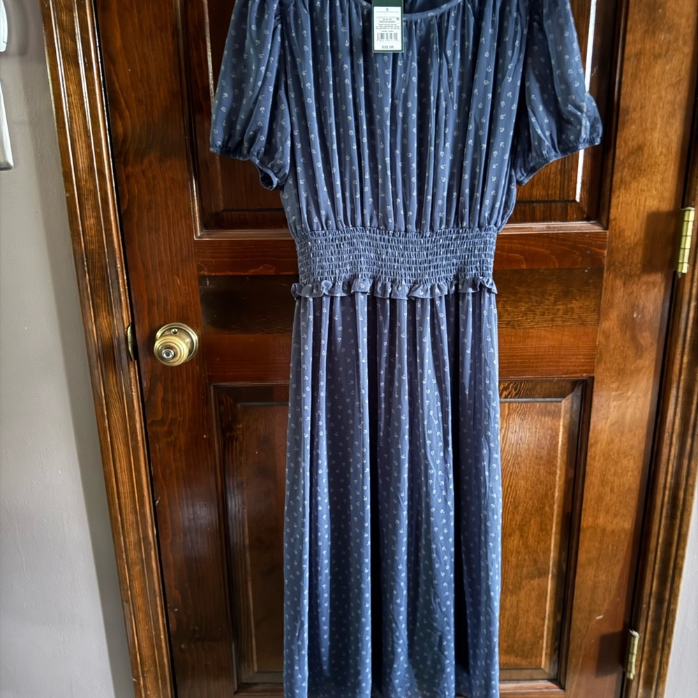 Wild Fable Dark Blue Dress with Floral Accents